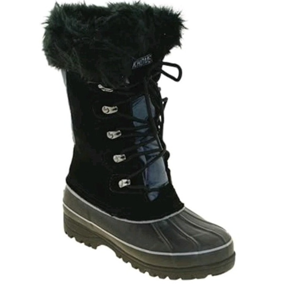 khombu lindsey Black 10 Waterproof Winter Mud Snow Boots Outdoor Comfort Casual